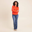 Gilet droit long &agrave; manches longues orange fonc&eacute; femme