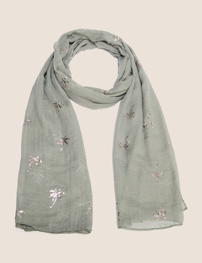 Foulard effet froiss&eacute; vert clair femme