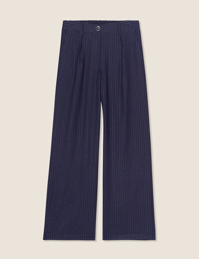 Pantalon large 7/8ème bleu foncé femme