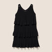 Robe pliss&eacute;e sans manches col v noir femme