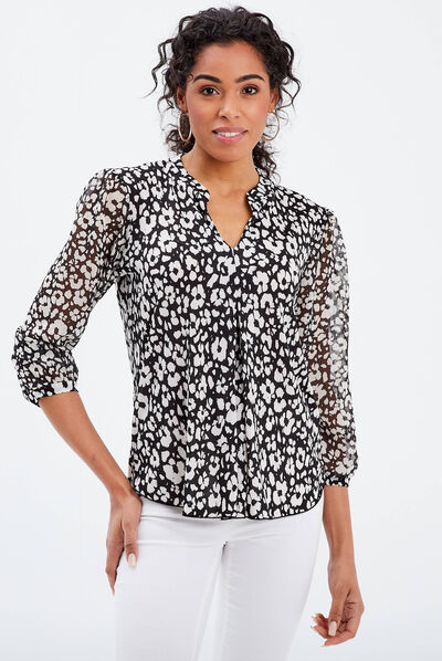 T-shirt manches 3/4 noir femme
