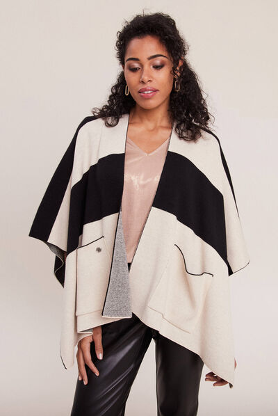 Poncho avec poches noir femme