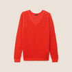 Pull manches longues col en V orange fonc&eacute; femme