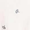 T-shirt col v broderie manches courtes ecru femme