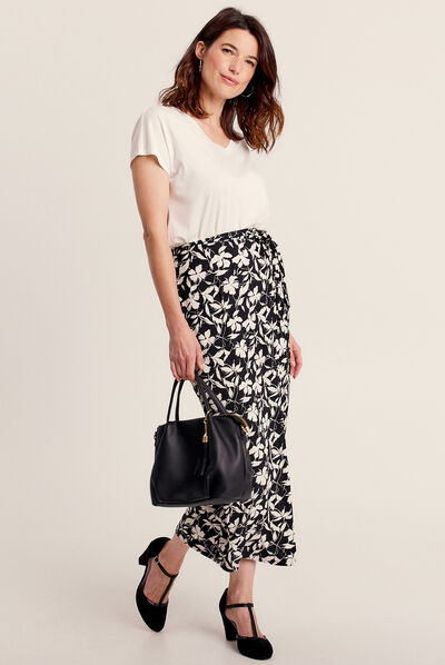 Jupe longue droite noir femme