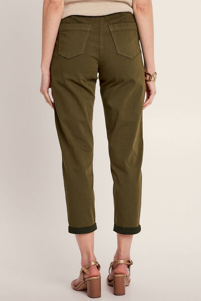 Pantalon flou à coulisse vert olive femme