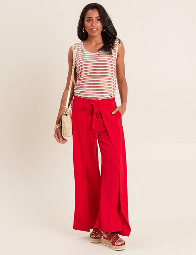 Débardeur crochet rouge femme