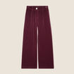 Pantalon large velours bordeaux femme