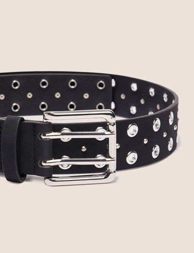 Ceinture avec oeillets noir femme