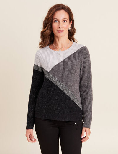 Pull manches longues gris foncé femme