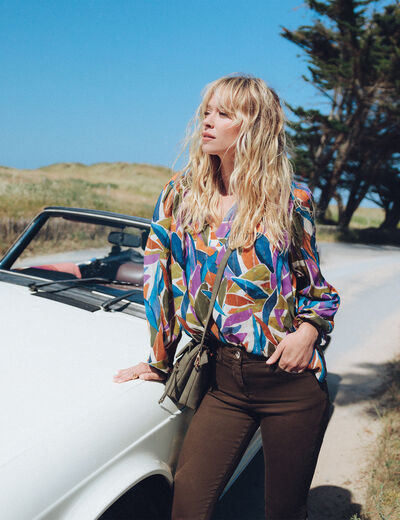 Blouse manches longues multicolore femme