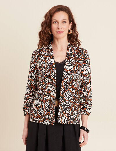 Veste tailleur col châle marron femme