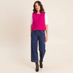 Gilet sans manches bouclette poches rose fushia femme