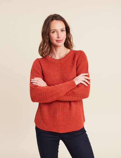Pull manches longues rouge foncé femme