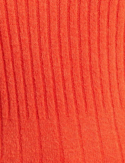 Pull manches longues côtelé orange femme