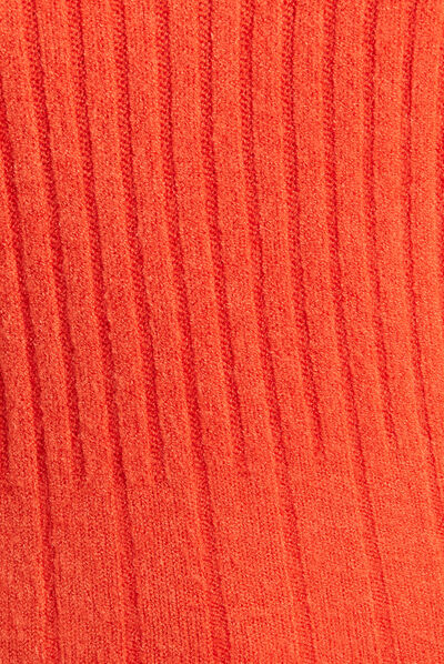 Pull manches longues côtelé orange femme