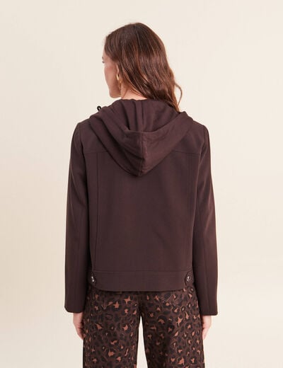 veste cintr&eacute;e doubl&eacute;e avec capuche marron fonc&eacute; femme