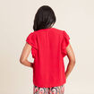 Blouse manches courtes volants rouge femme