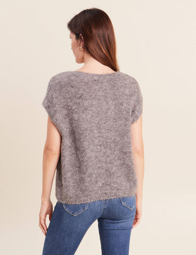 Pull sans manches gris fonc&eacute; femme