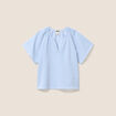 Blouse courte bas resserr&eacute; bleu femme