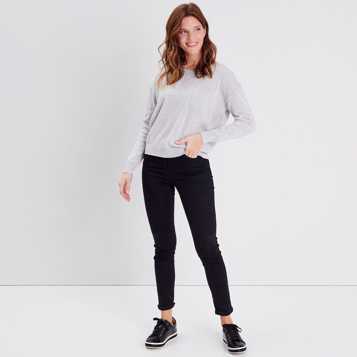 Pull manches longues gris clair femme