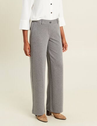 Pantalon loose taille bascul&eacute;e gris femme