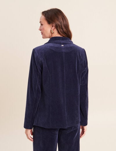 Veste tailleur velours bleu marine femme
