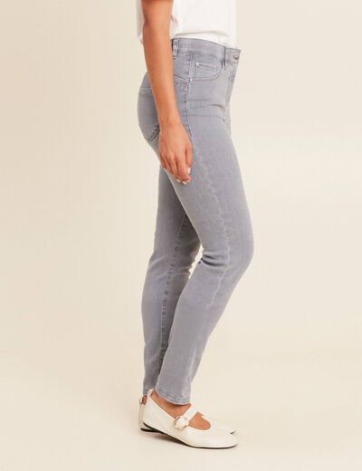 Jean magique ajusté taille standard denim gris femme