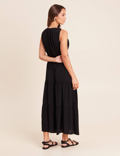 Robe longue &eacute;vas&eacute;e sans manches noir femme