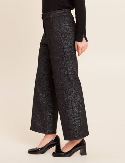 Pantalon large &agrave; paillettes noir femme