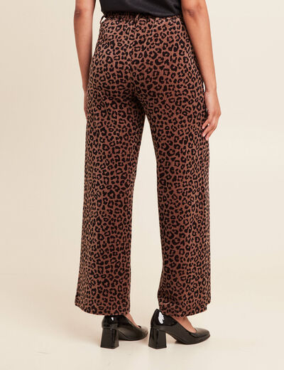 Pantalon large velours marron femme