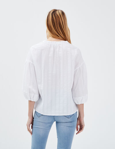 Blouse manches 3/4 ecru femme