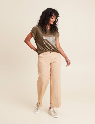 T-shirt manches courtes vert olive femme