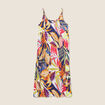 Robe longue évasée fluide multicolore femme