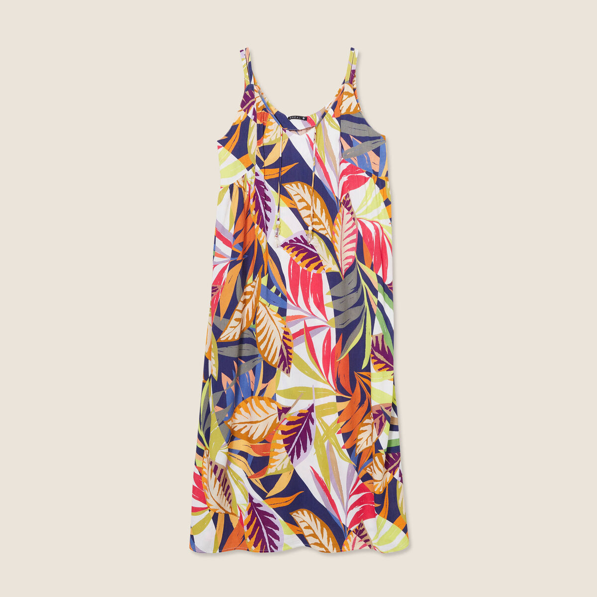 Robe longue évasée fluide multicolore femme