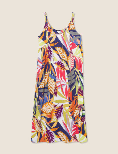 Robe longue évasée fluide multicolore femme