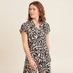 Chemise crêpe manches courtes noir femme