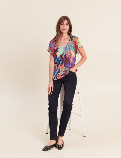 T-shirt manches courtes multicolore femme