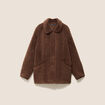 Manteau bouclette doubl&eacute; manches longues marron fonc&eacute; femme