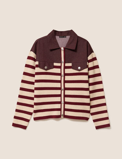 Gilet manches longues bordeaux femme