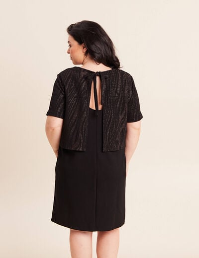 Robe bi-mati&egrave;re droite noir femme