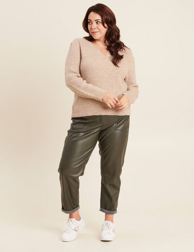Pull manches longues beige femme