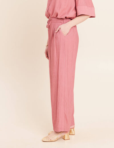 Pantalon fluide taille haute mauve femme