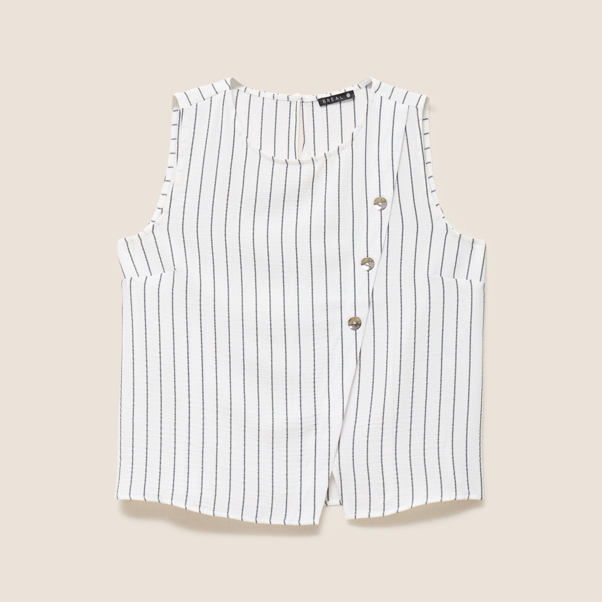 Blouse droite courte sans manches gris fonc&eacute; femme