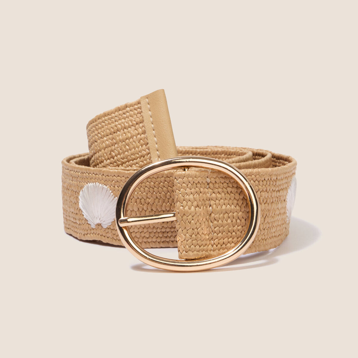 Ceinture large ecru femme