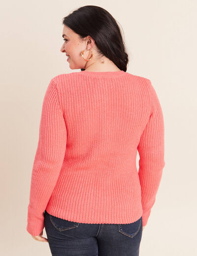 Pull manches longues rose framboise femme