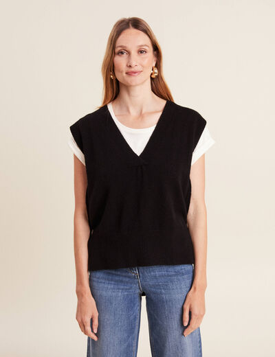Pull sans manches noir femme