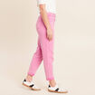 Jean coupe mom 7/8&egrave;me rose fushia femme
