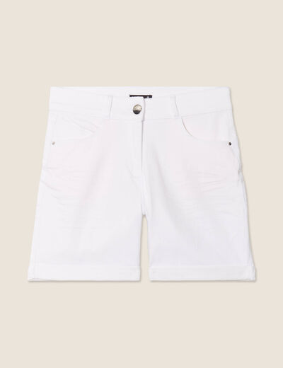 Short droit en jean blanc femme