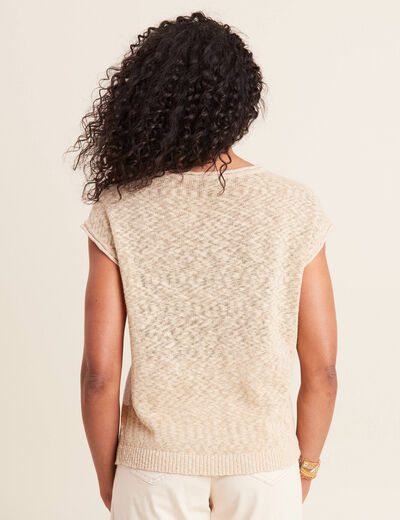 Pull sans manches beige femme